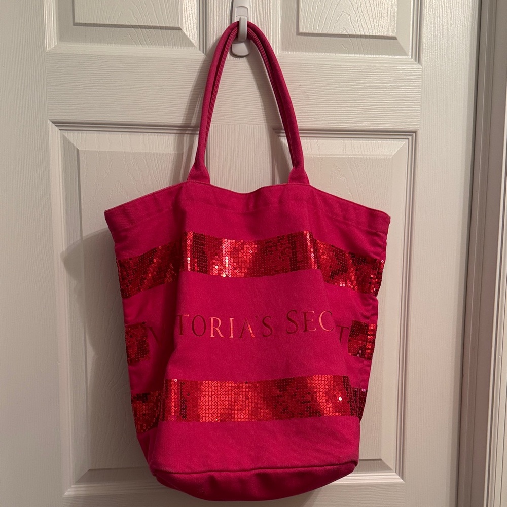 Vintage Victoria's Secret Hot Pink Sequin Tote